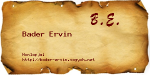 Bader Ervin névjegykártya